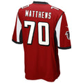Friene A.Falcons #70 Jake Matthews Player Red Game Stitched Jerseys