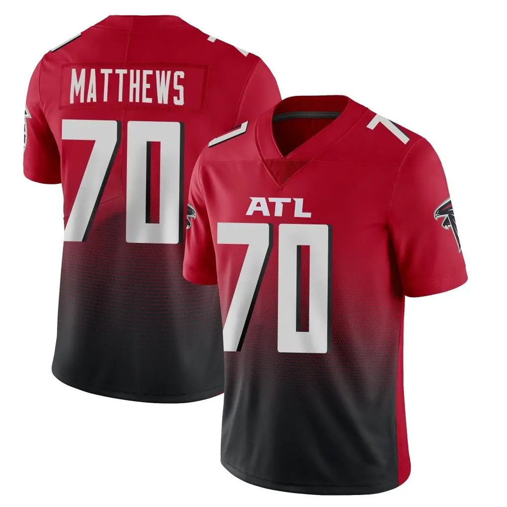 Friene A.Falcons #70 Jake Matthews Player Red Vapor Untouchable Limited Home Game Stitched Jerseys