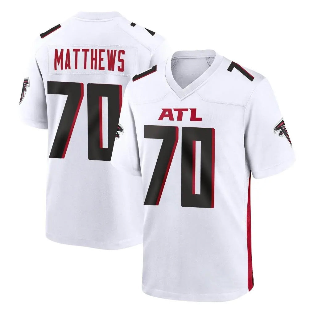 Friene A.Falcons #70 Jake Matthews Player White Home Game Stitched Jerseys