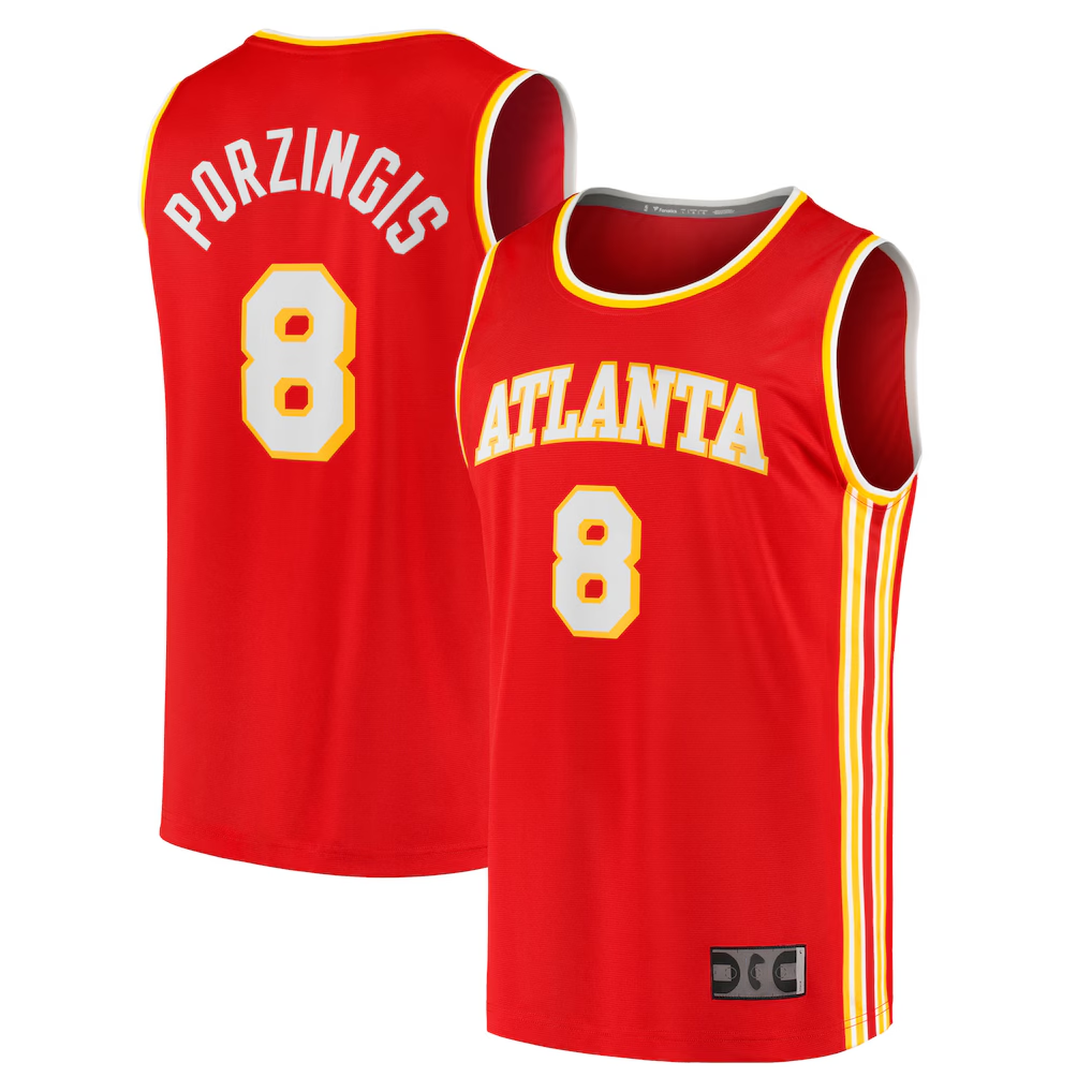Friene A.Hawks #8 Kristaps Porzi??is  Red Fast Break Replica Jerseys - Icon Edition