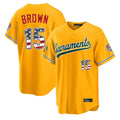 Friene Athletics #15 Seth Brown Player Gold USA 250 Fourth of July Home Game Stitched Jerseys