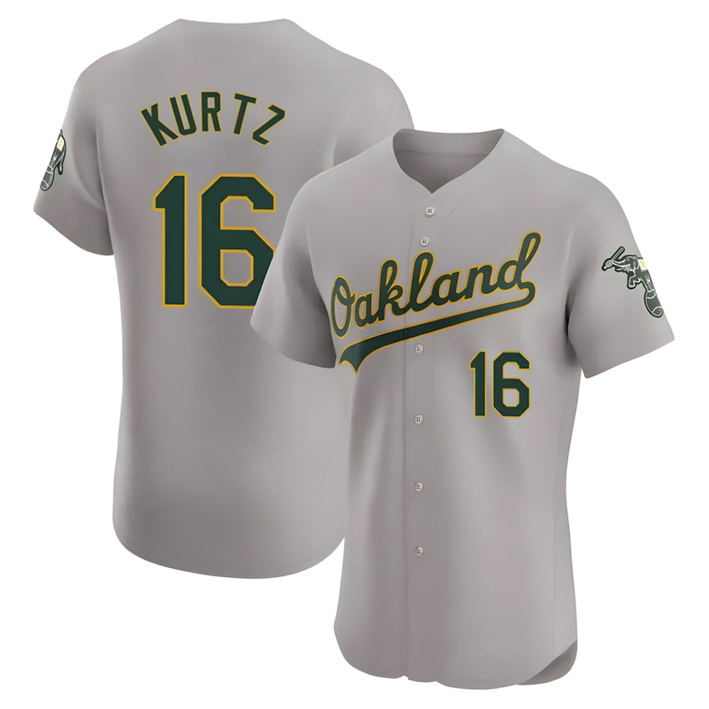 Friene Athletics #16 Nick Kurtz Player Gray Elite Road Stitched Jerseys