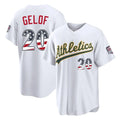 Friene Athletics #20 Zack Gelof Player White USA 250 Fourth of July Home Game Stitched Jerseys