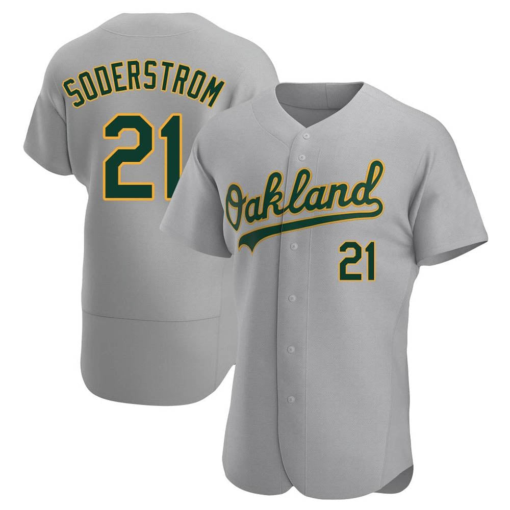 Friene Athletics #21 Tyler Soderstrom player Gray Authentic Road Stitched Jersey