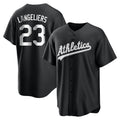 Friene Athletics #23 Shea Langeliers Player Black&White Replica Stitched Jerseys