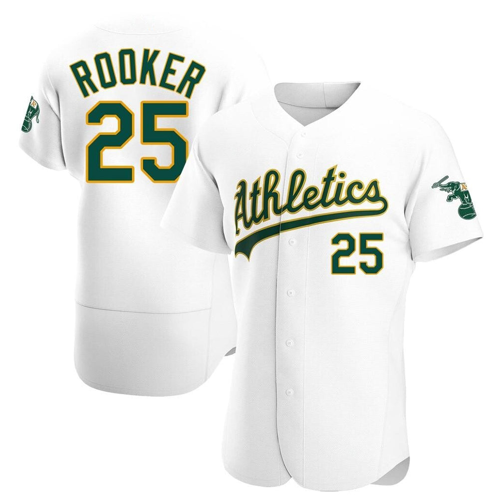Friene Athletics #25 Brent Rooker Player White Authentic Home Stitched Jersey