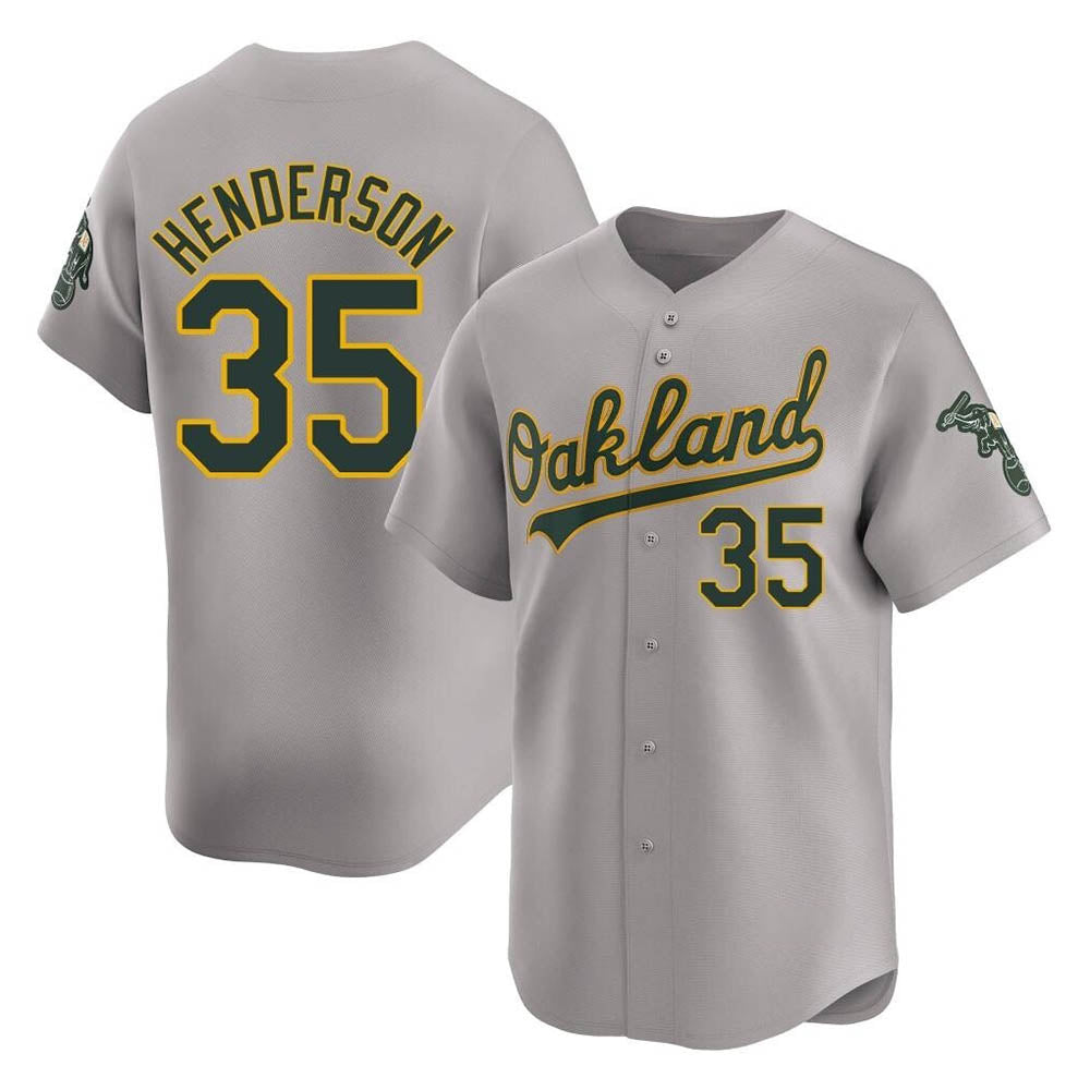 Friene Athletics #35 Rickey Henderson Player Gray Limited Away Stitched Jersey