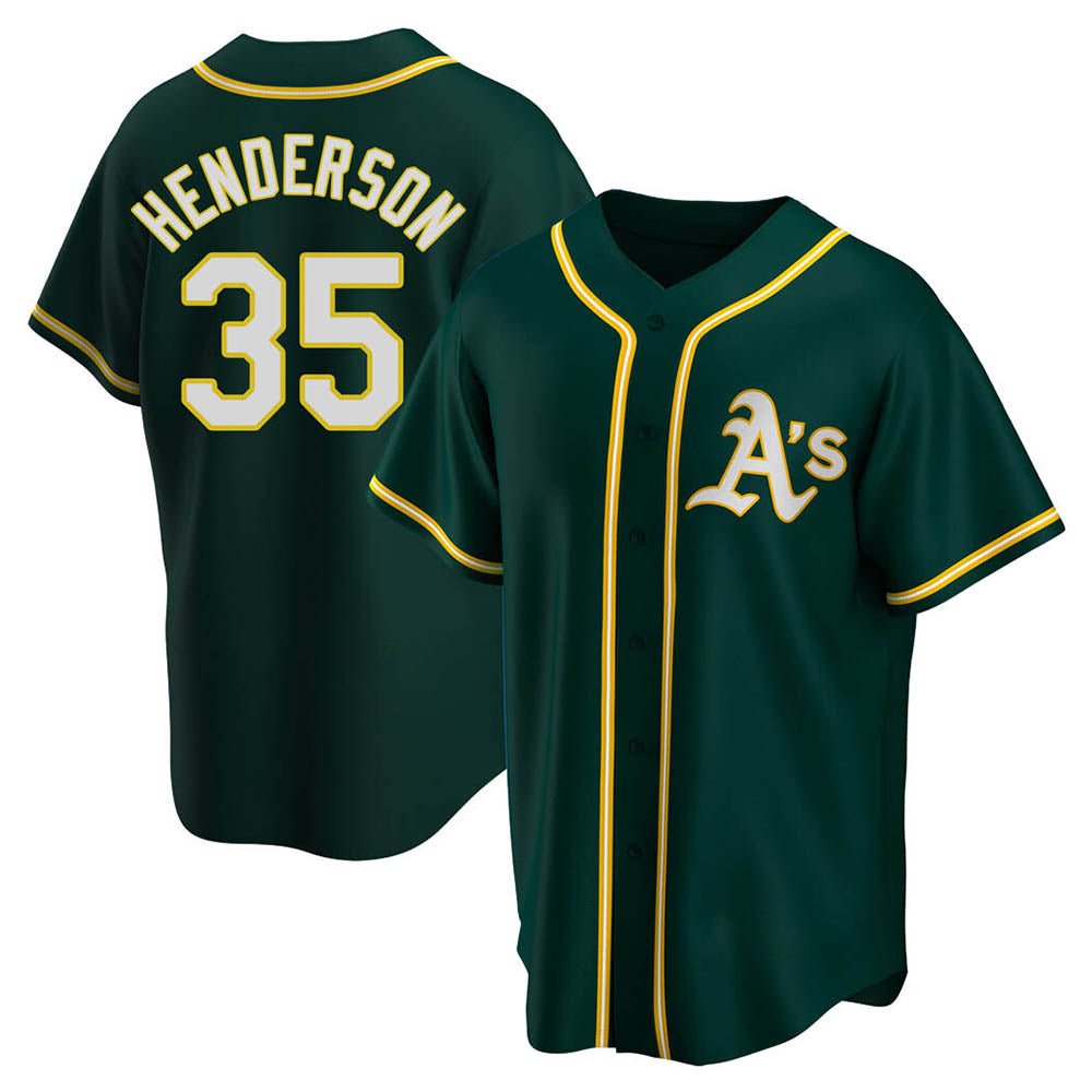 Friene Athletics #35 Rickey Henderson Player Green Replica Alternate Stitched Jersey
