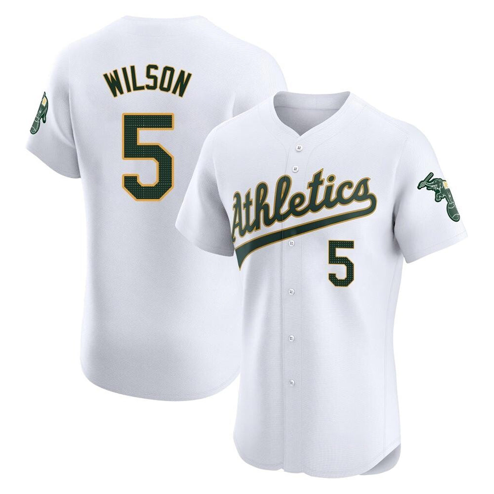 Friene Athletics #5 Jacob Wilson White Elite Home Stitched Jersey