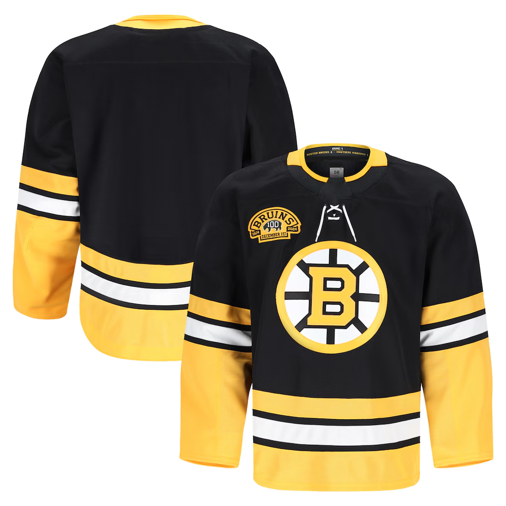 Friene B.Bruins Black 100th Anniversary Authentic Pro Stitched Jerseys