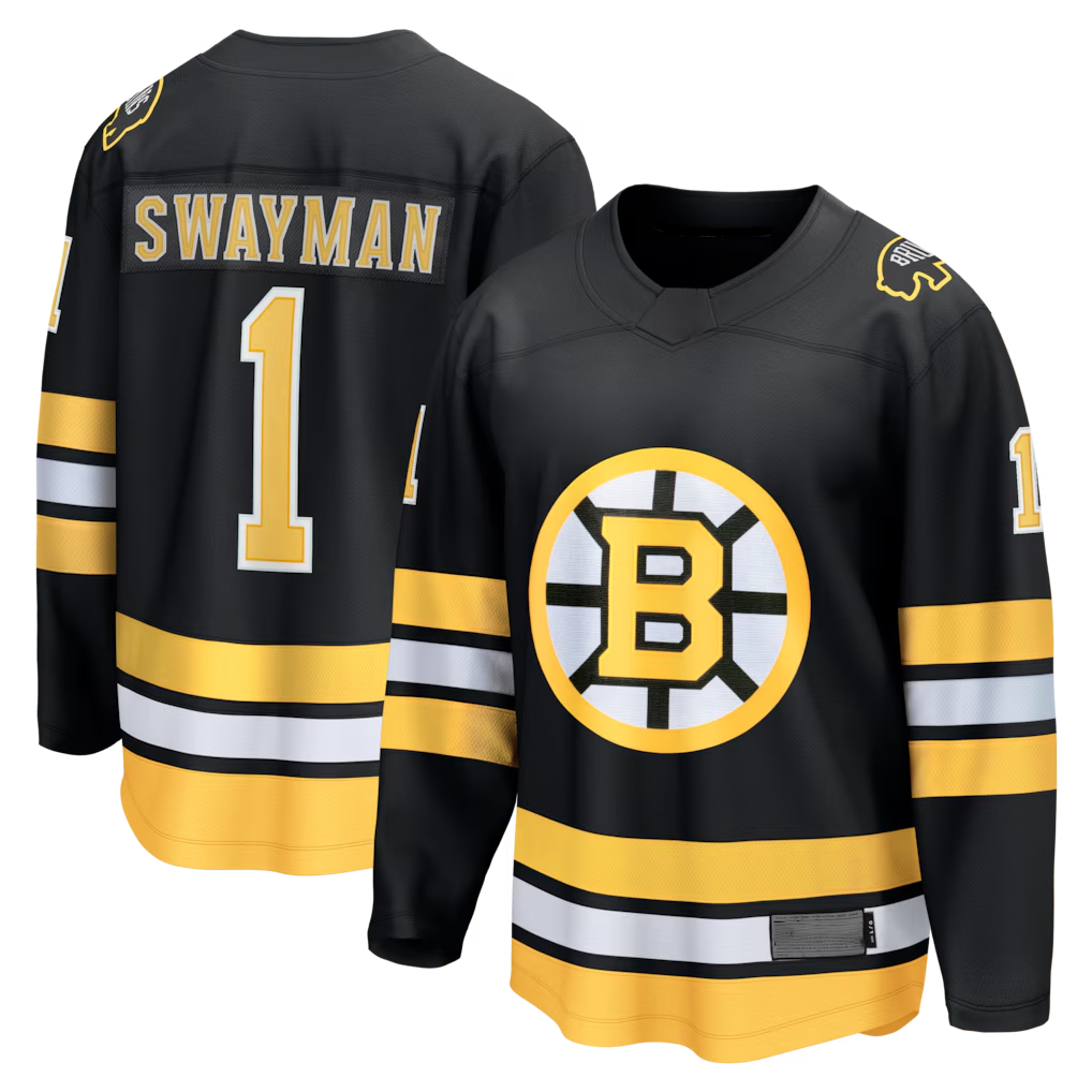 Friene B.Bruins #1 Jeremy Swayman Black Home Breakaway Stitched Jerseys