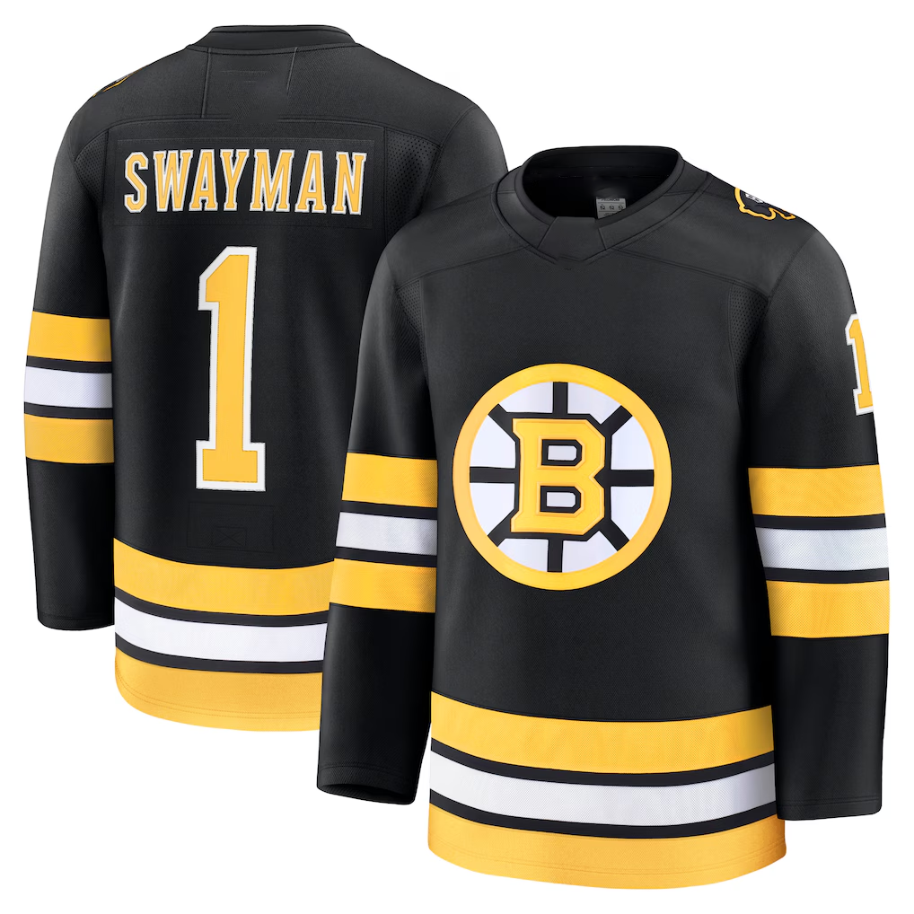 Friene B.Bruins #1 Jeremy Swayman Black Home Premium Stitched Jerseys
