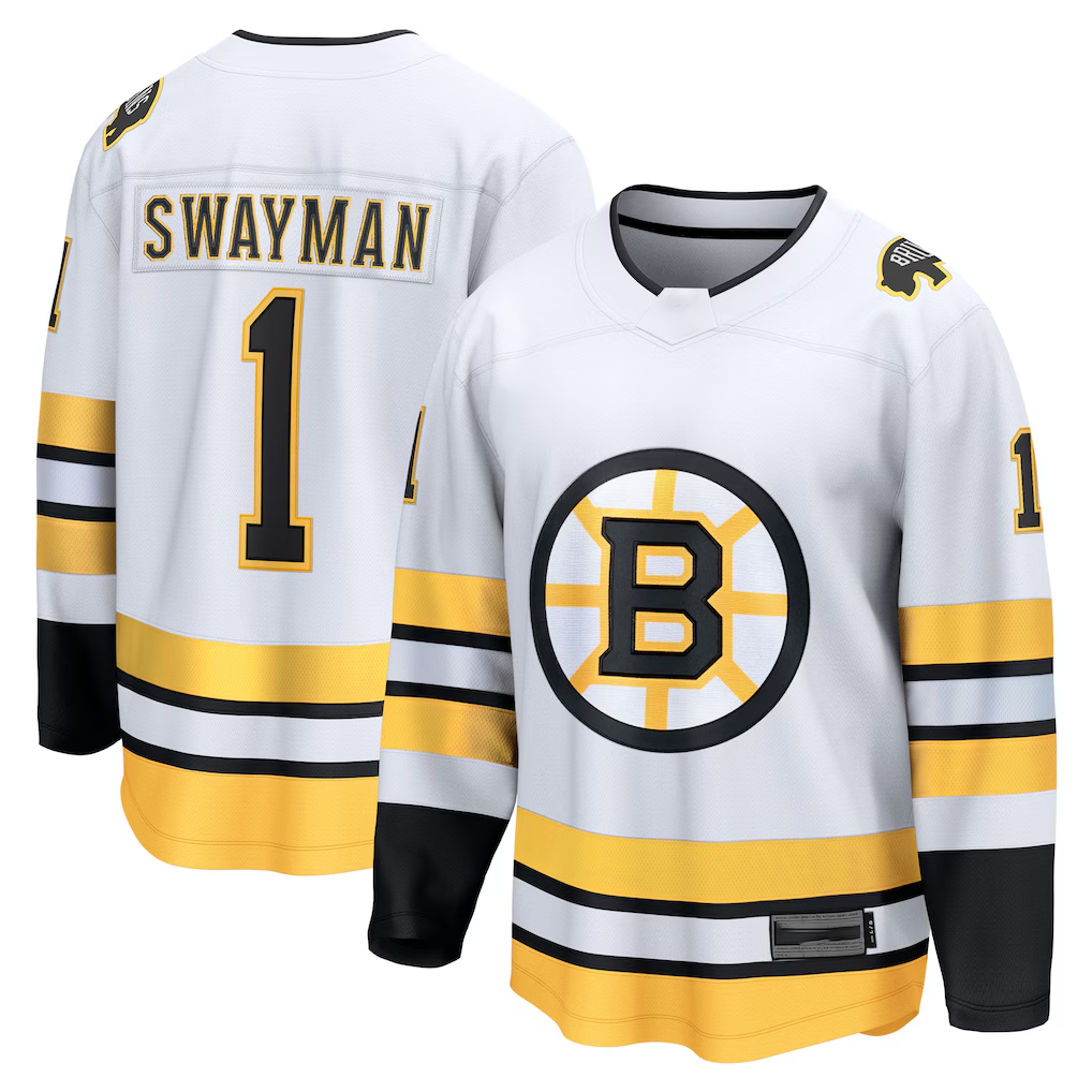 Friene B.Bruins #1 Jeremy Swayman White Away Breakaway Player Stitched Jerseys