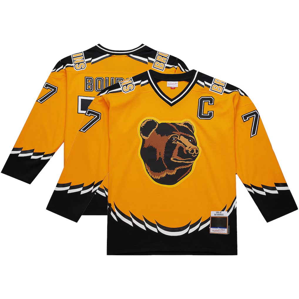 Friene B.Bruins #77 Ray Bourque Mitchell & Ness Gold Big & Tall 1996-97 Blue Line 2.0 Stitched Jerseys