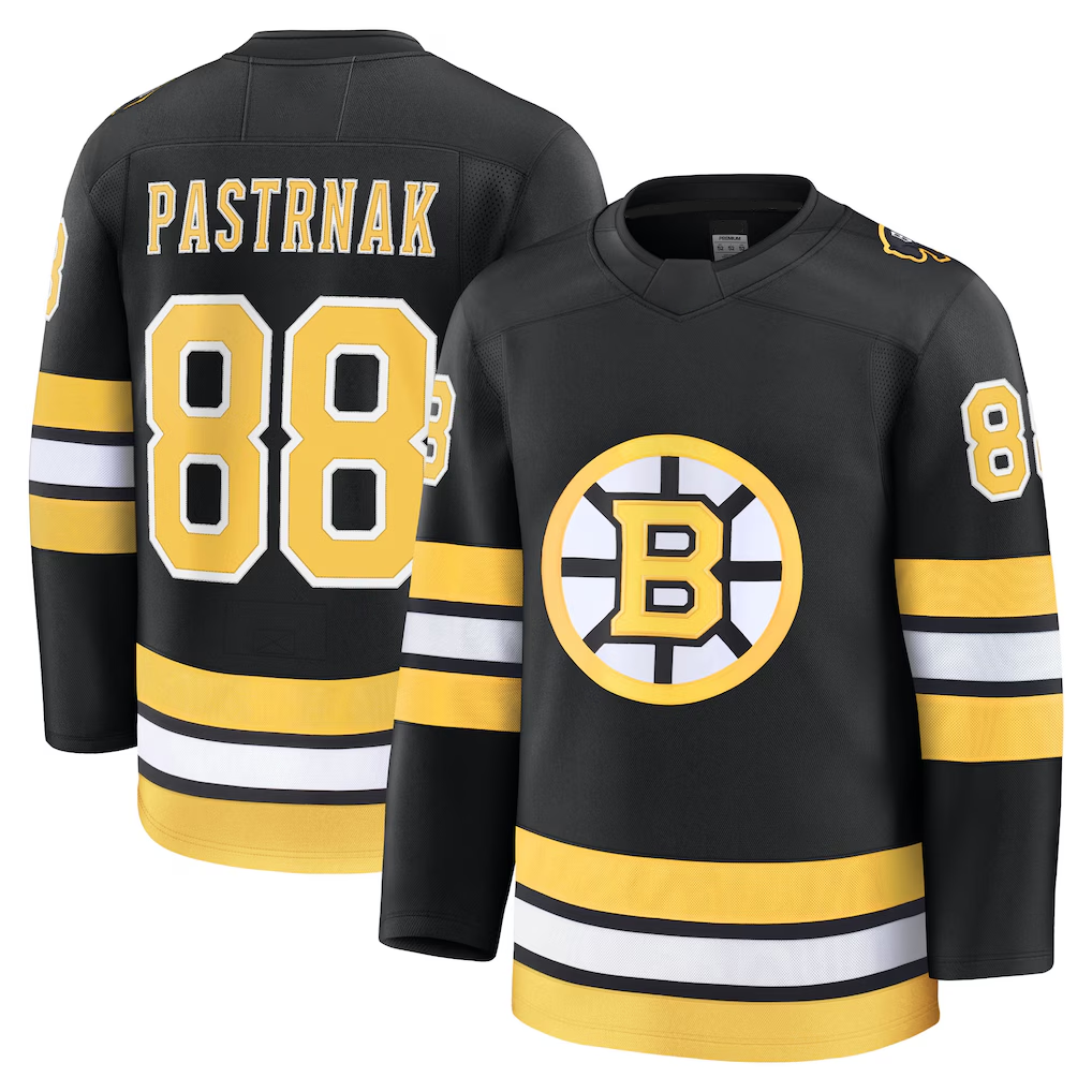 Friene B.Bruins #88 David Pastrnak Black Home Premium Player Stitched Jerseys