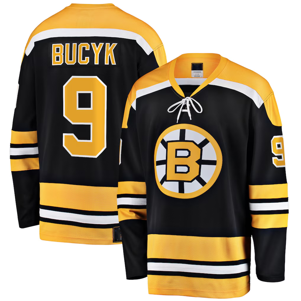 Friene B.Bruins #9 John Bucyk Black Premier Breakaway Retired Player Stitched Jerseys