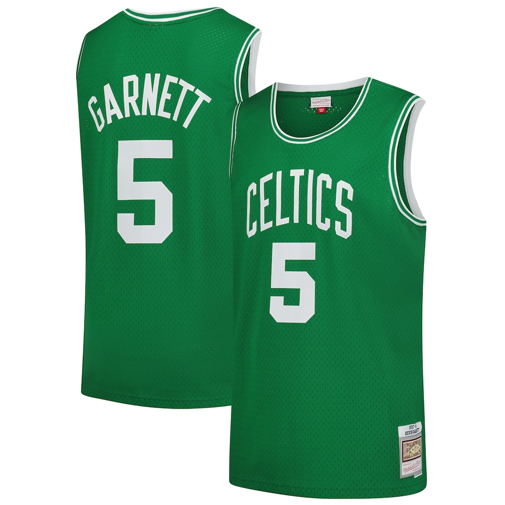 Friene B.Celtics #5 Kevin Garnett Mitchell & Ness Kelly Green 200708 Hardwood Classics Swingman Jerseys