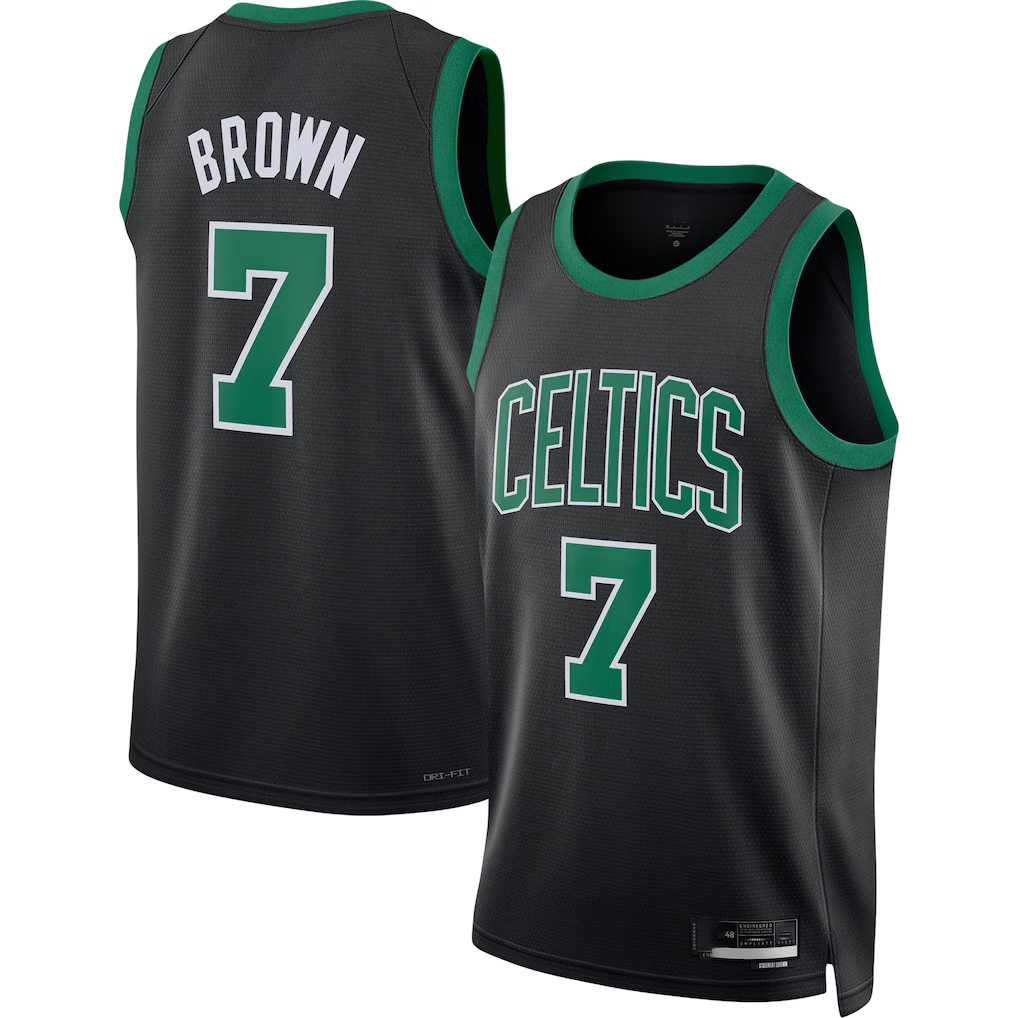 Friene B.Celtics #7 Jaylen Brown Black Swingman Jerseys - Statement Edition
