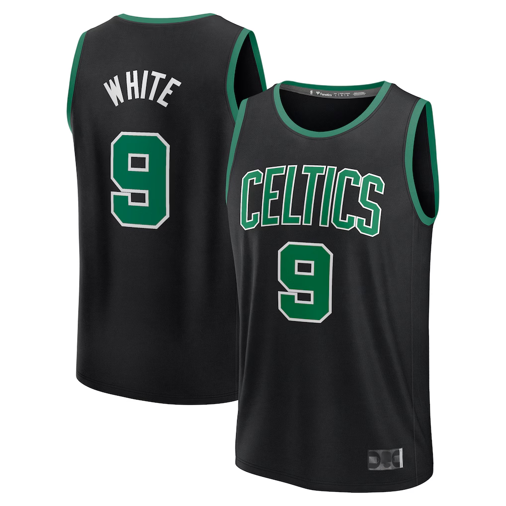 Friene B.Celtics #9 Derrick White Black Fast Break Replica Player Jerseys - Statement Edition