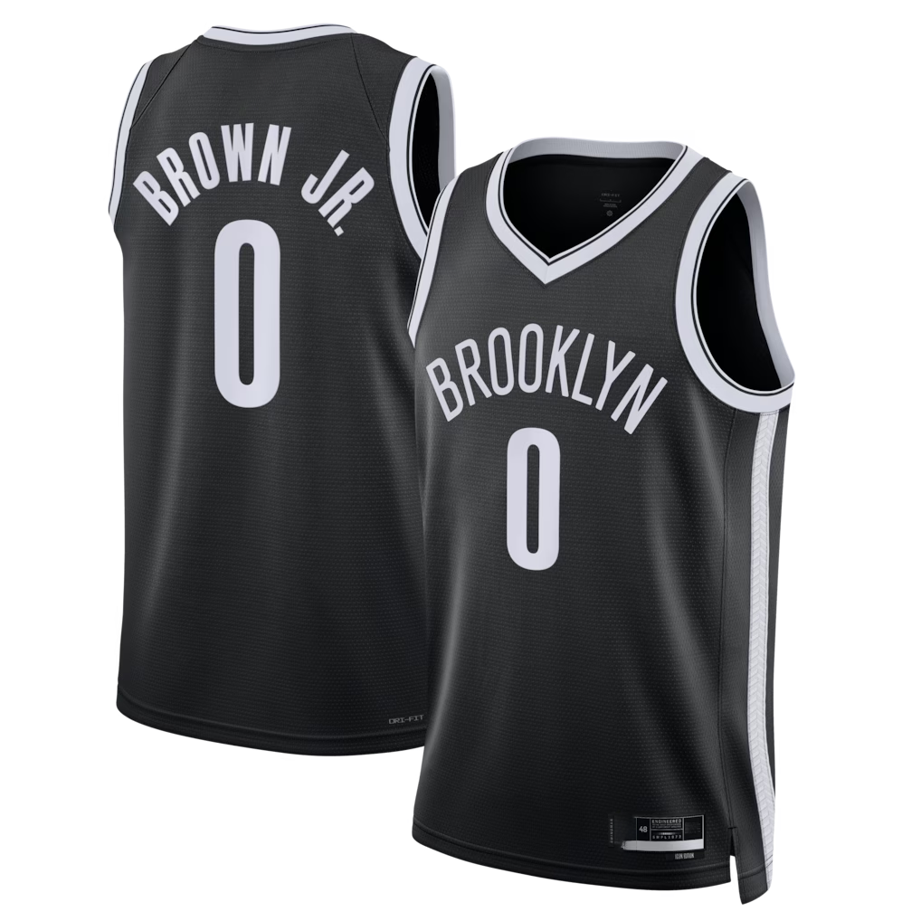 Friene B.Nets #0 Mikel Brown Jr. Black Swingman Jerseys - Icon Edition
