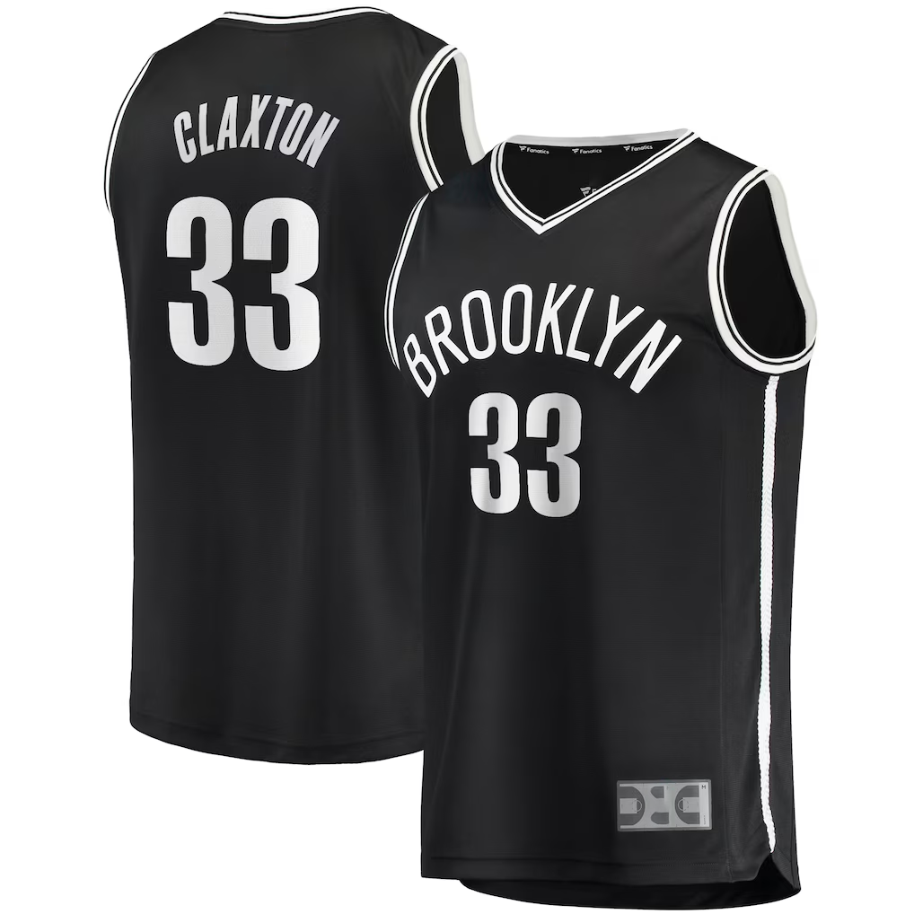 Friene B.Nets #33 Nicolas Claxton Black Fast Break Player Jerseys - Icon Edition