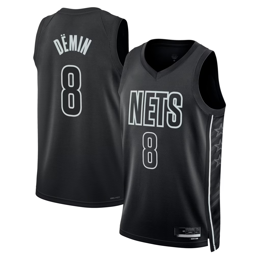 Friene B.Nets #8 Egor D?min  Black Swingman Jerseys - Statement Edition