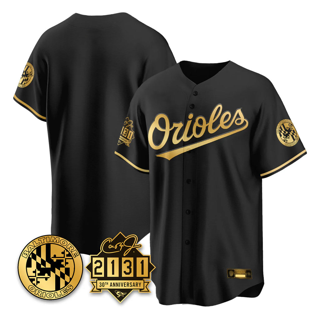 Friene B.Orioles Black Gold 30th Anniversary of 2131 Home Game Blank Player Stitched Jerseys