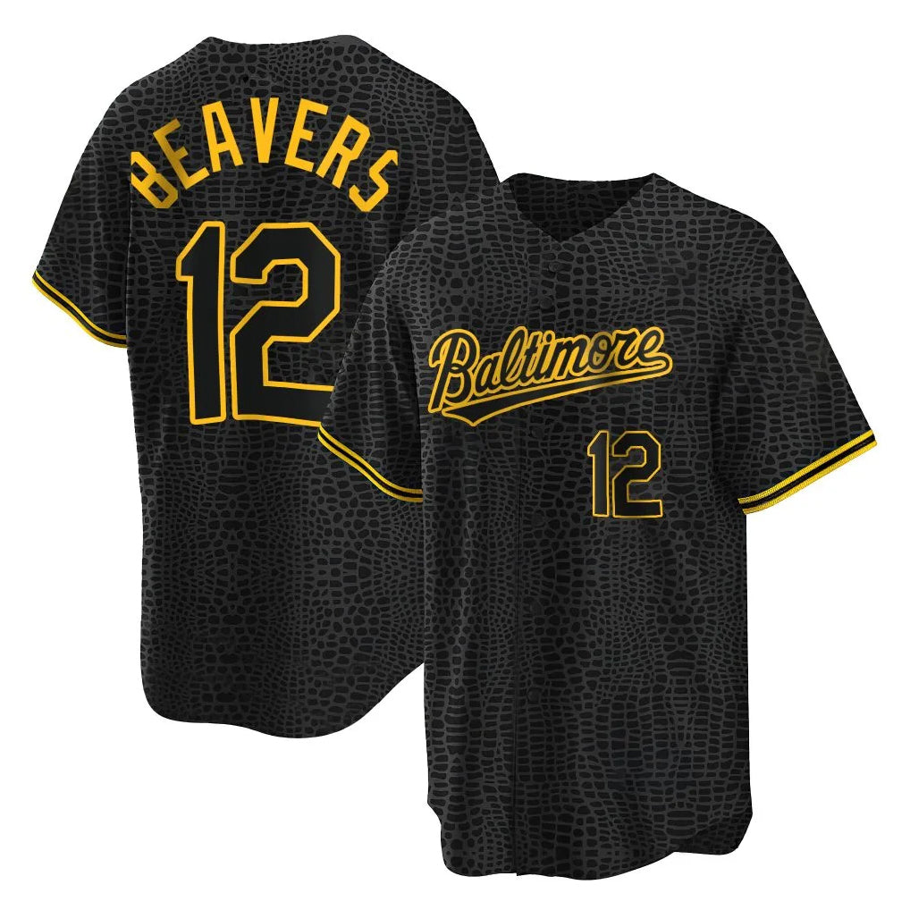 Friene B.Orioles #12 Dylan Beavers Player Black Snake Skin City Home Game Stitched Jerseys