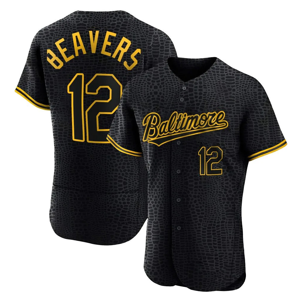 Friene B.Orioles #12 Dylan Beavers Player Black Snake Skin City Limited Elite Home Stitched Jerseys