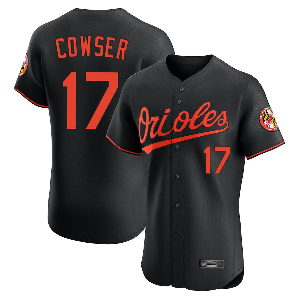 Friene B.Orioles #17 Colton Cowser Player Black Limited Elite Home Game Stitched Jerseys