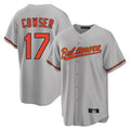 Friene B.Orioles #17 Colton Cowser Player Gray Home Game Stitched Jerseys