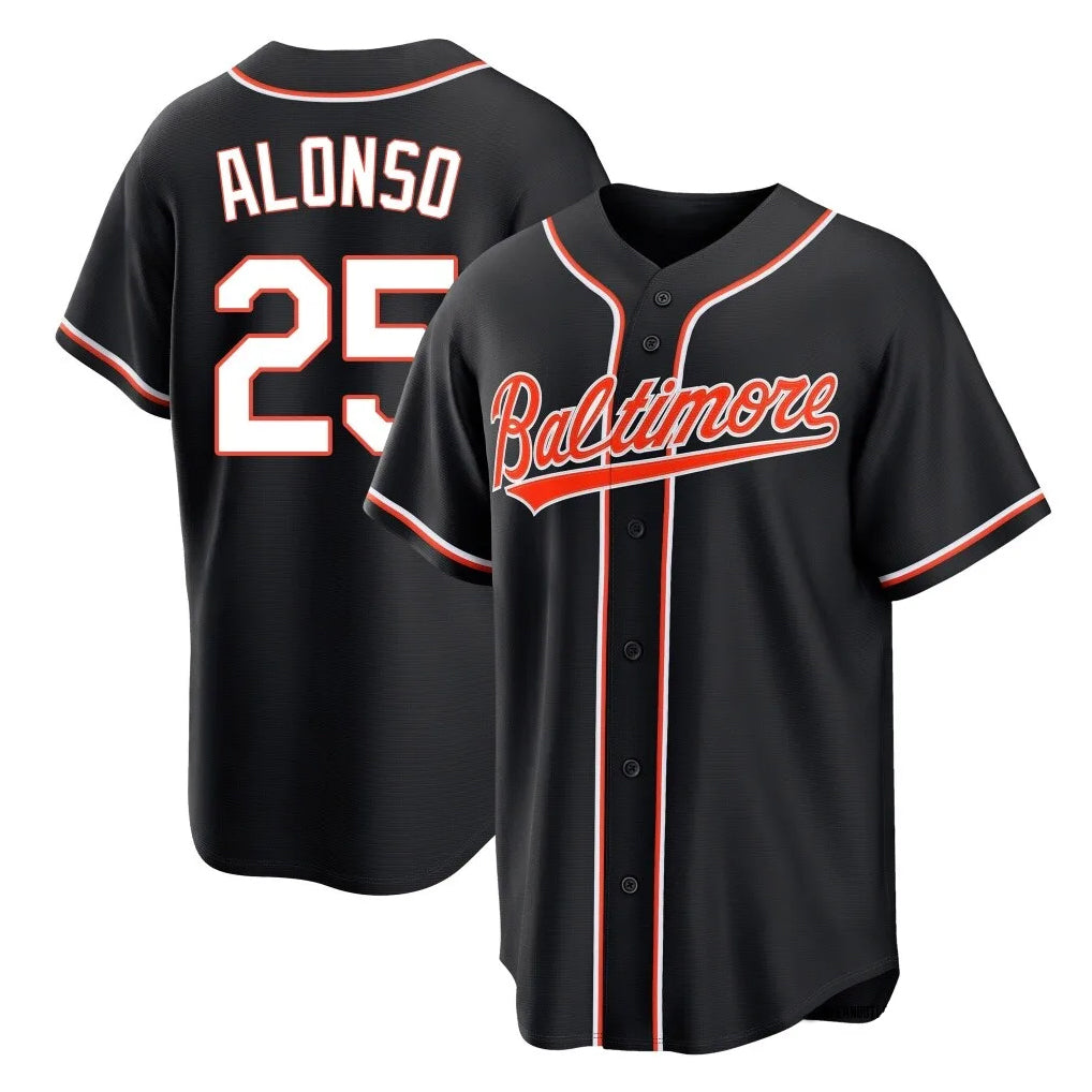 Friene B.Orioles #25 Pete Alonso Player Black Out Home Game Stitched Jerseys