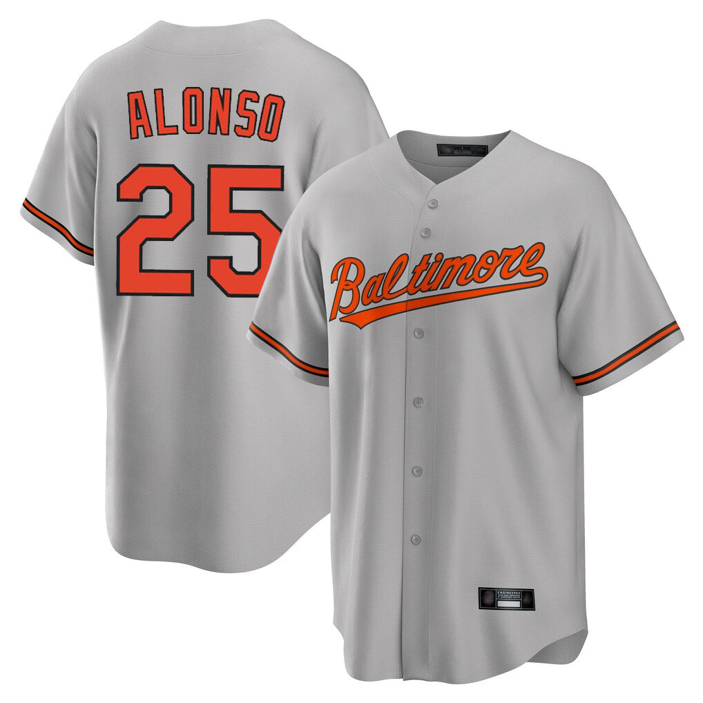 Friene B.Orioles #25 Pete Alonso Player Gray Home Game Stitched Jerseys