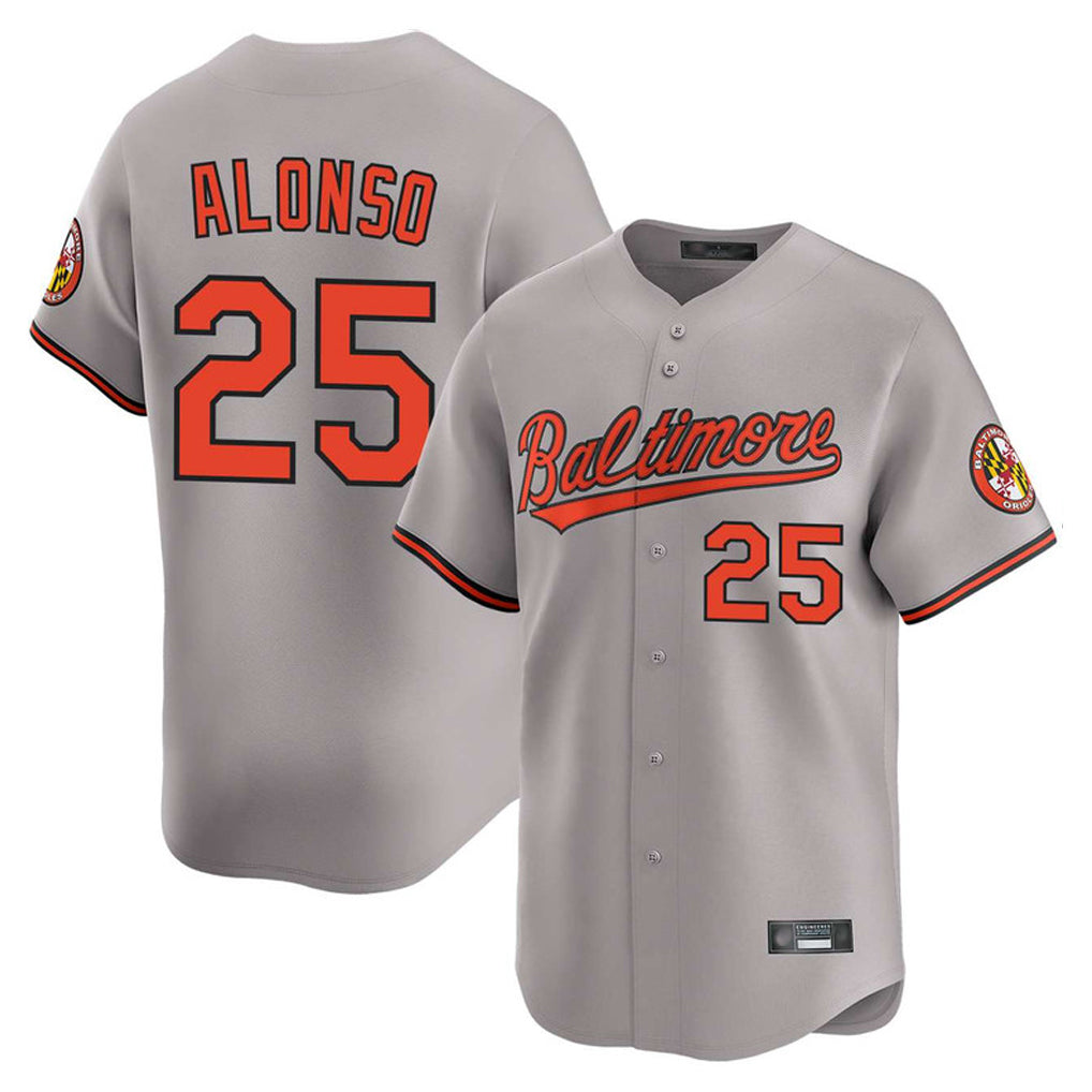 Friene B.Orioles #25 Pete Alonso Player Gray Limited Home Game Stitched Jerseys