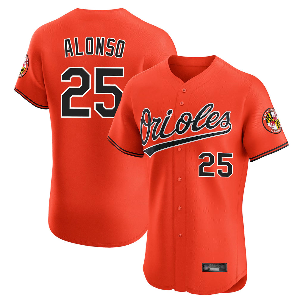 Friene B.Orioles #25 Pete Alonso Player Orange Limited Elite Home Game Stitched Jerseys
