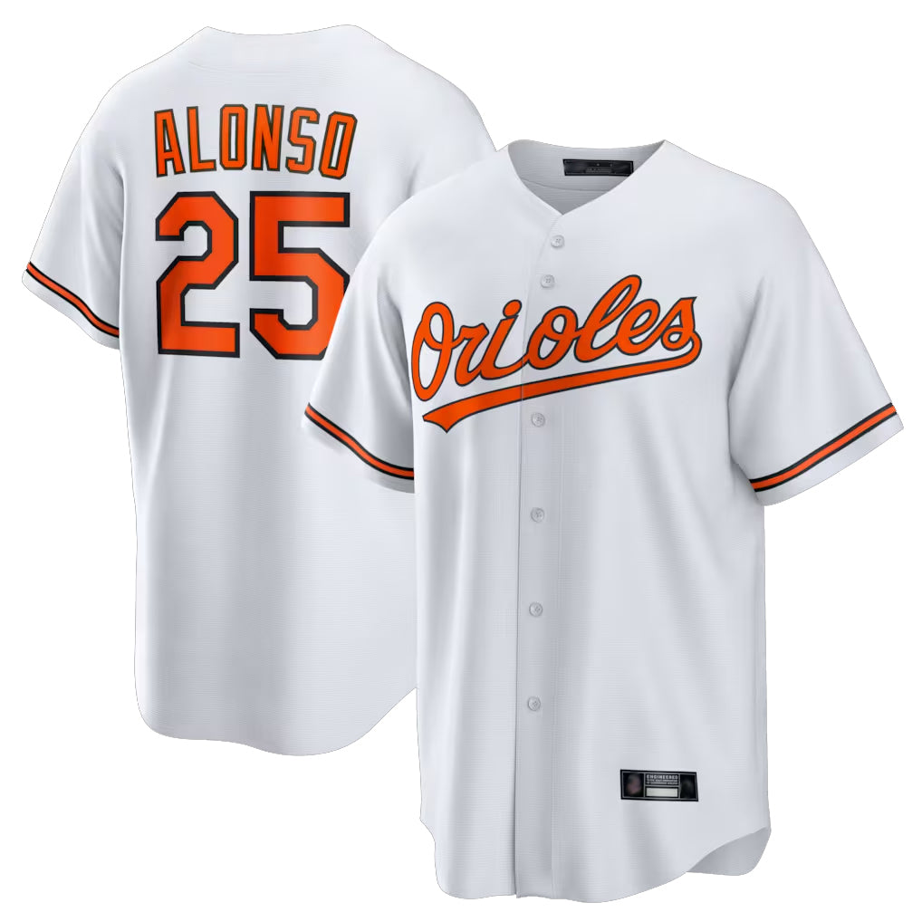 Friene B.Orioles #25 Pete Alonso Player White Home Game Stitched Jerseys