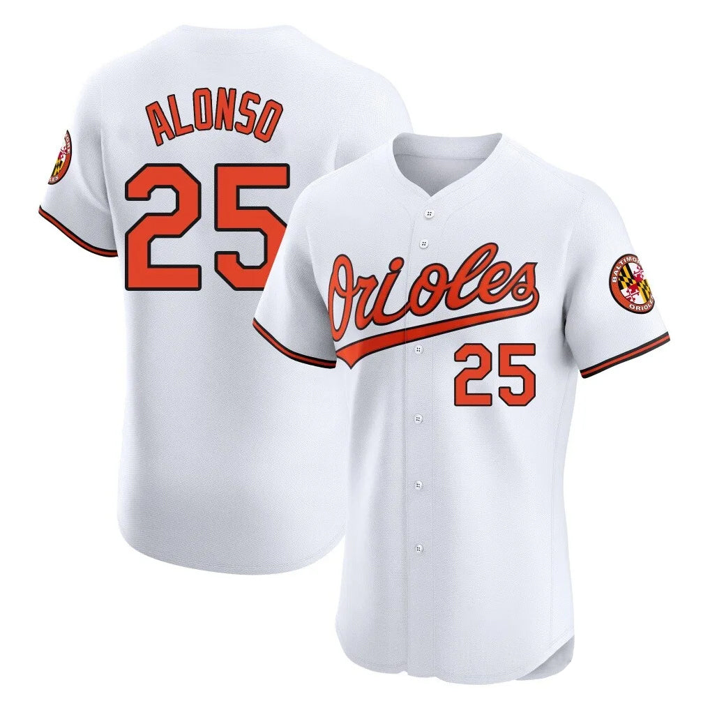 Friene B.Orioles #25 Pete Alonso Player White Limited Elite Home Game Stitched Jerseys