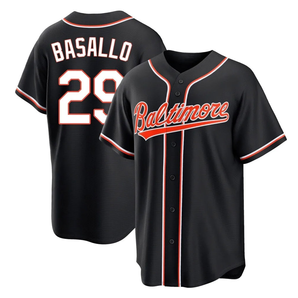 Friene B.Orioles #29 Samuel Basallo Player Black Out Home Game Stitched Jerseys