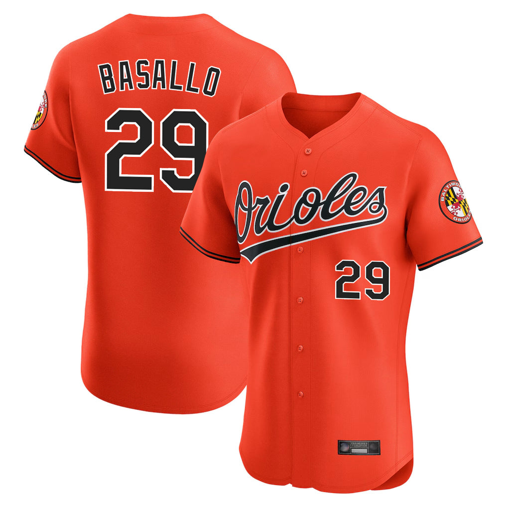 Friene B.Orioles #29 Samuel Basallo Player Orange Limited Elite Home Game Stitched Jerseys
