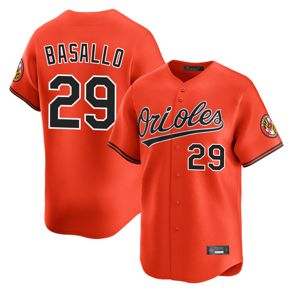 Friene B.Orioles #29 Samuel Basallo Player Orange Limited Home Game Stitched Jerseys