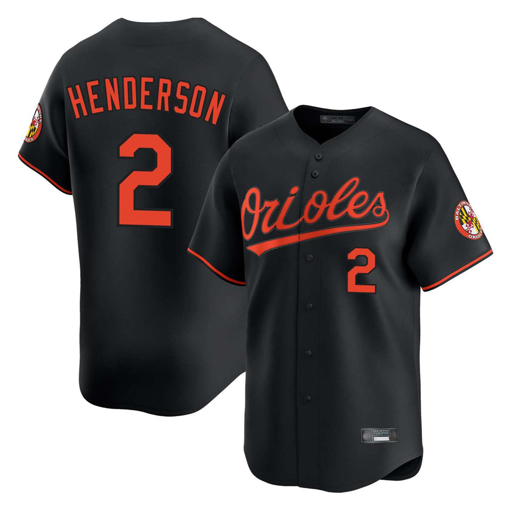 Friene B.Orioles #2 Gunnar Henderson Player Black Limited Home Game Stitched Jerseys