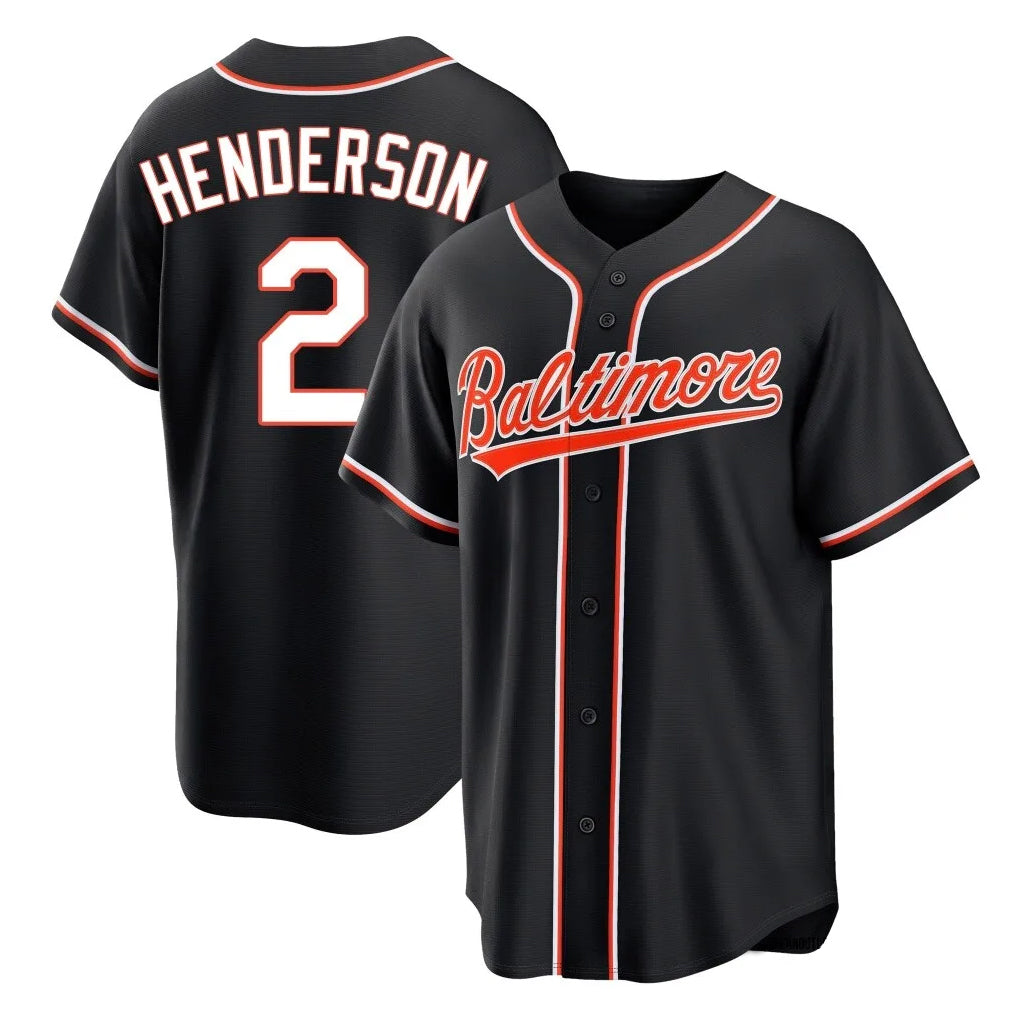 Friene B.Orioles #2 Gunnar Henderson Player Black Out Home Game Stitched Jerseys