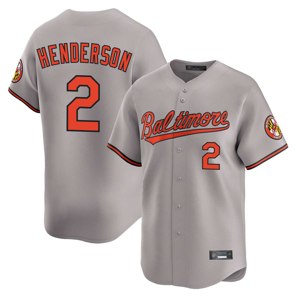 Friene B.Orioles #2 Gunnar Henderson Player Gray Limited Home Game Stitched Jerseys