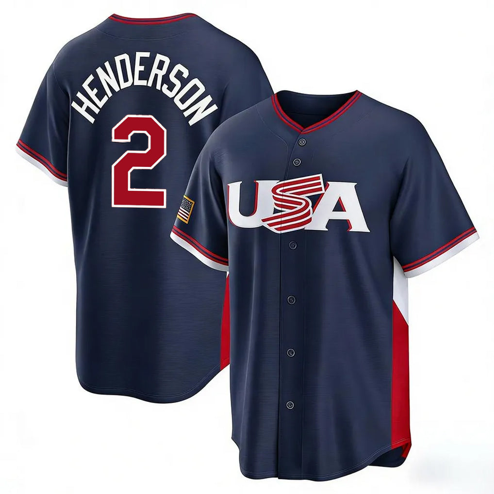 Friene B.Orioles #2 Gunnar Henderson Player Navy USA 2026 World Classic Home Game Stitched Jerseys