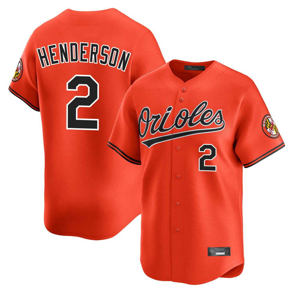 Friene B.Orioles #2 Gunnar Henderson Player Orange Limited Home Game Stitched Jerseys