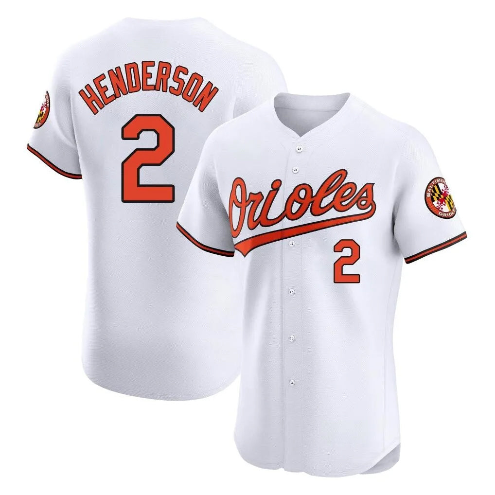 Friene B.Orioles #2 Gunnar Henderson Player White Limited Elite Home Game Stitched Jerseys