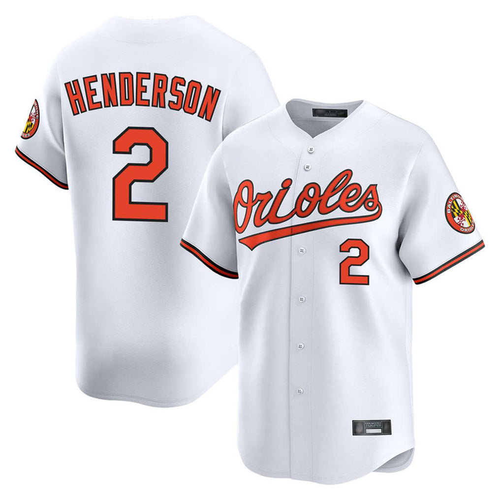 Friene B.Orioles #2 Gunnar Henderson Player White Limited Home Game Stitched Jerseys