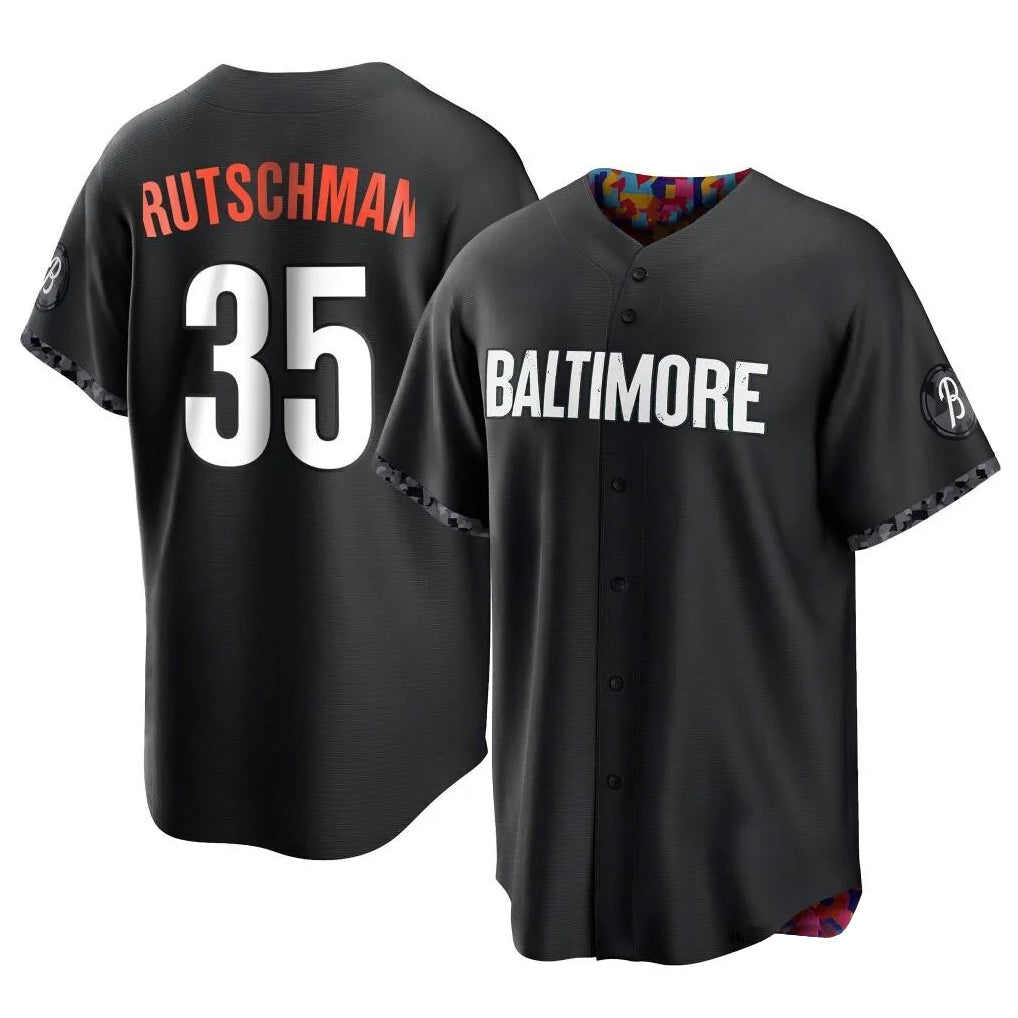 Friene B.Orioles #35 Adley Rutschman Player Black City Connect Home Game Stitched Jerseys