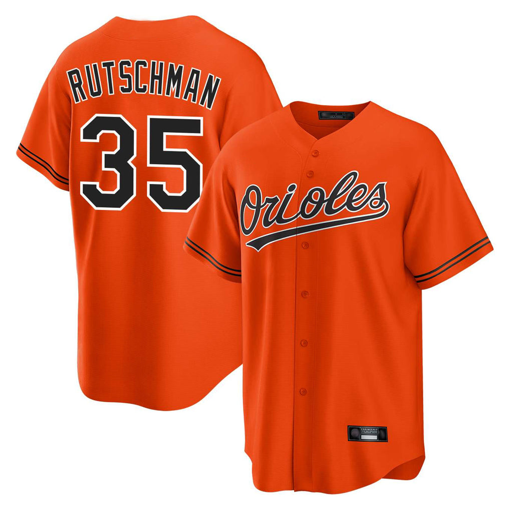 Friene B.Orioles #35 Adley Rutschman Player Orange Home Game Stitched Jerseys
