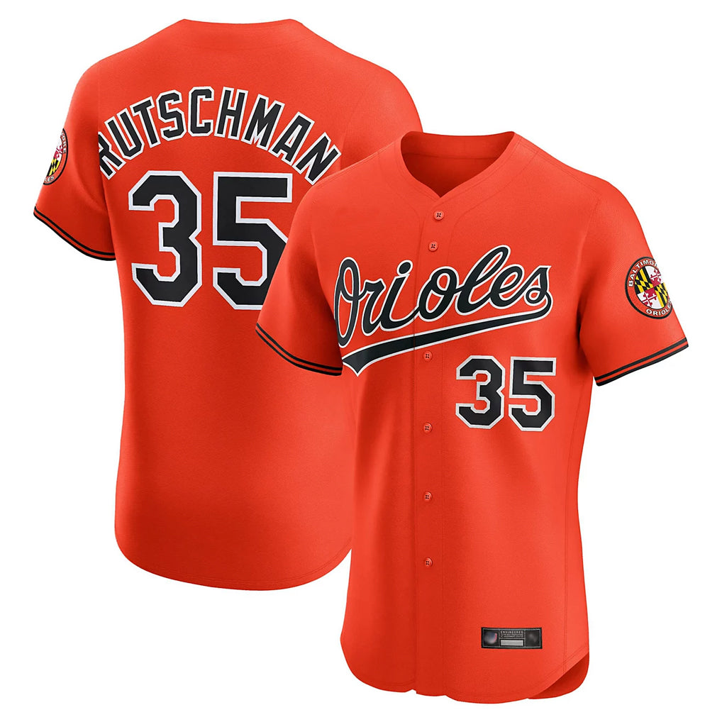 Friene B.Orioles #35 Adley Rutschman Player Orange Limited Elite Home Game Stitched Jerseys